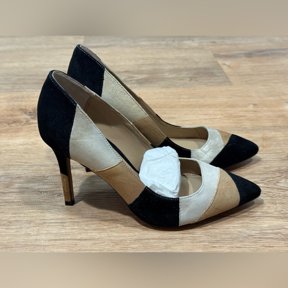 NEW G.I.L.I. Patchwork Suede Jill Pointed-Toe Pumps Size 7.5